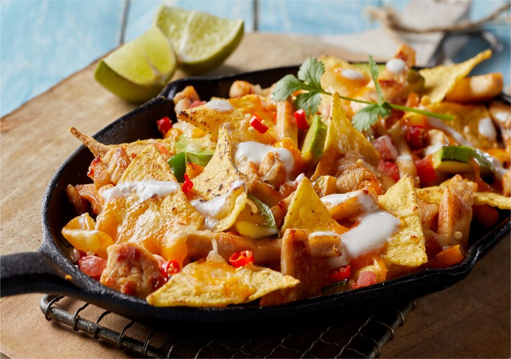 Chicken nachos, Loaded Nachos, White Queso Chicken Nachos