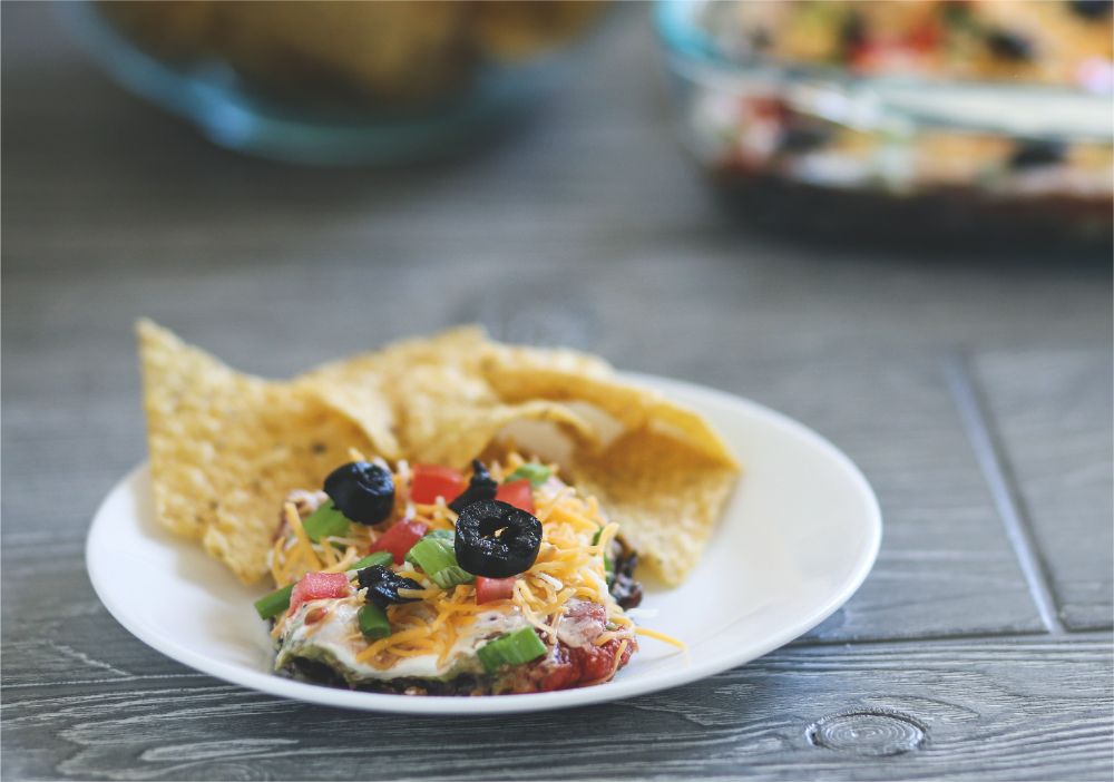 mexican nacho recipe, layered nachos, 5 layer nachos recipe